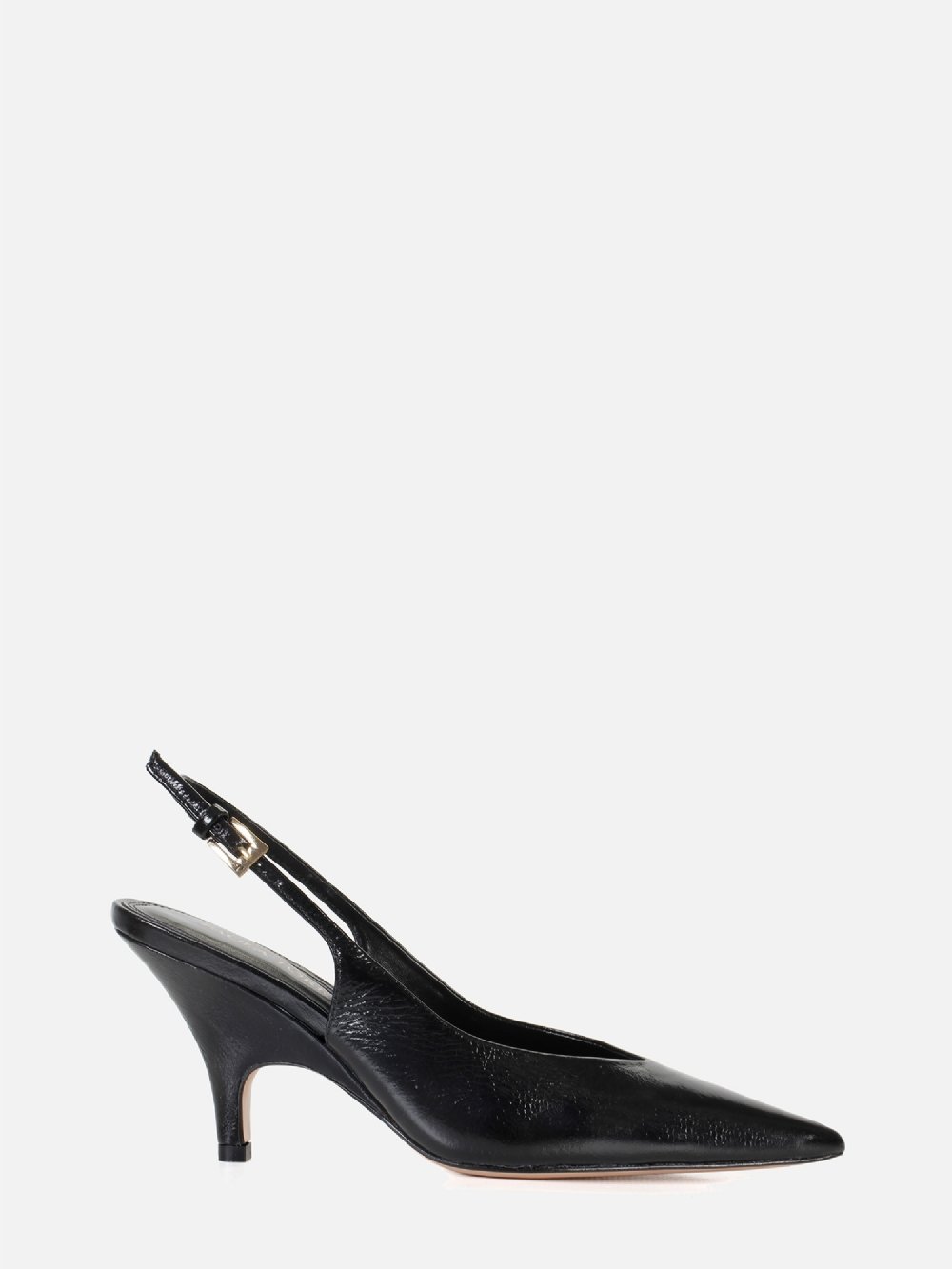 Scarpin Preto Salto Baixo em Couro - Paula Torres