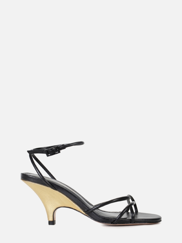 SANDÁLIA OLGA PRETO COM DOURADO