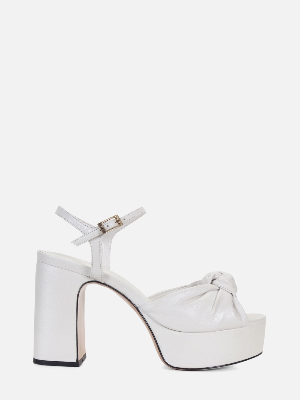 SANDÁLIA EM COURO FRIDA OFF WHITE PLATAFORMA