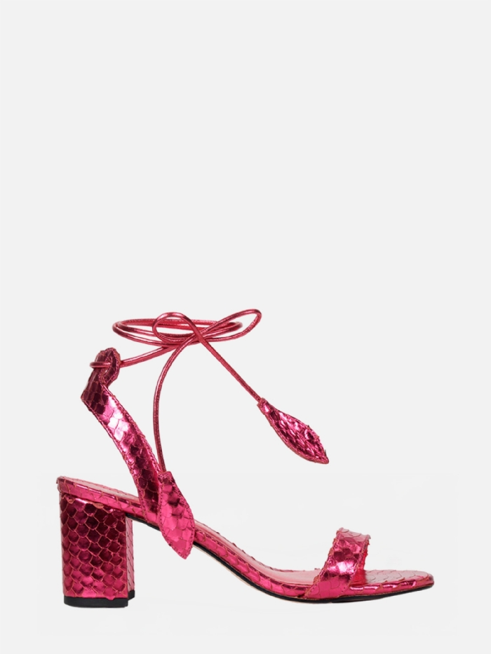 SANDÁLIA PAULA BLOCO ROSA METALIZADO