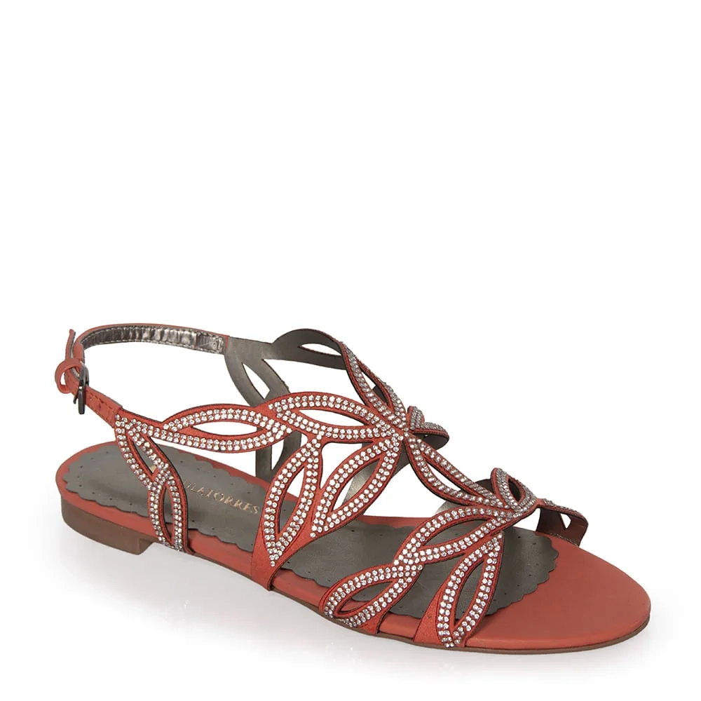 RASTEIRA FLOWER COURO LARANJA