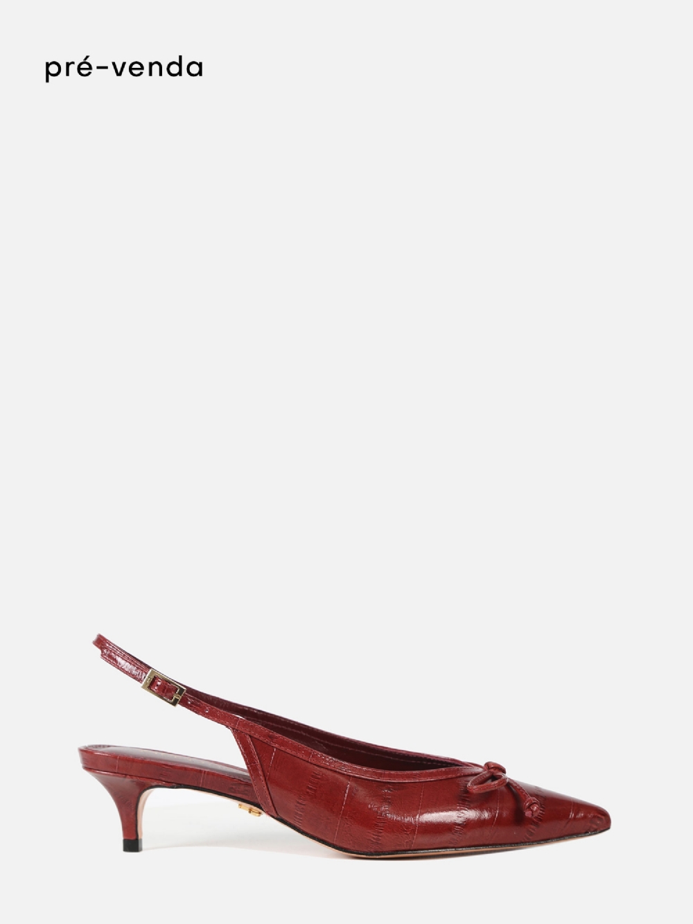 SCARPIN EM COURO VALENTINA BURGUNDY SLINGBACK SALTO BAIXO