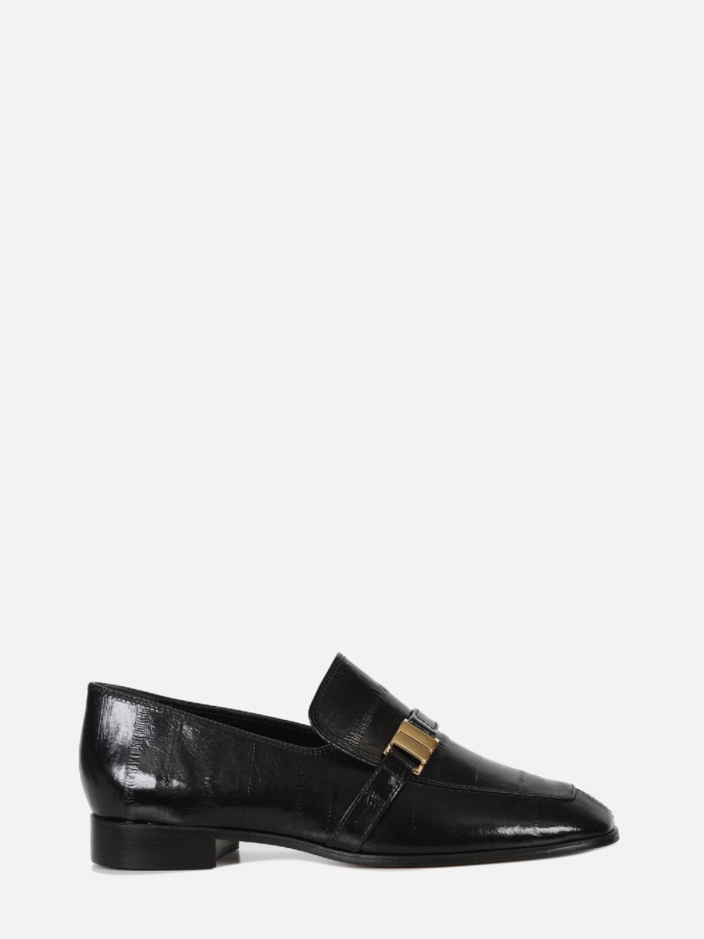 MOCASSIM EM COURO CHIARA PRETO BICO QUADRADO