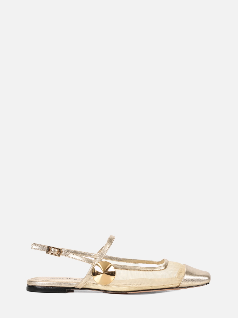 SAPATILHA EM TELA AMELIE SATURNO COM METAL DOURADO