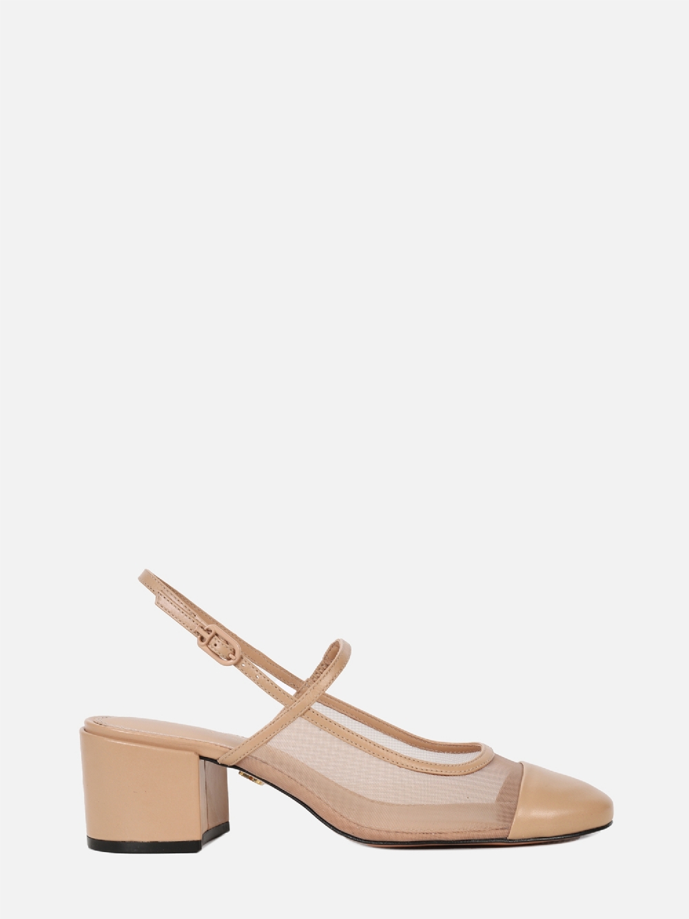 SCARPIN EM TELA AMELIE NUDE SALTO BLOCO MARY JANE