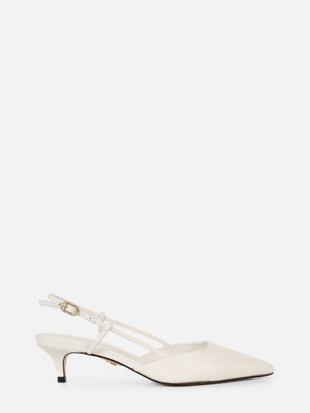 SCARPIN EM COURO CASSIE OFF WHITE SALTO BAIXO