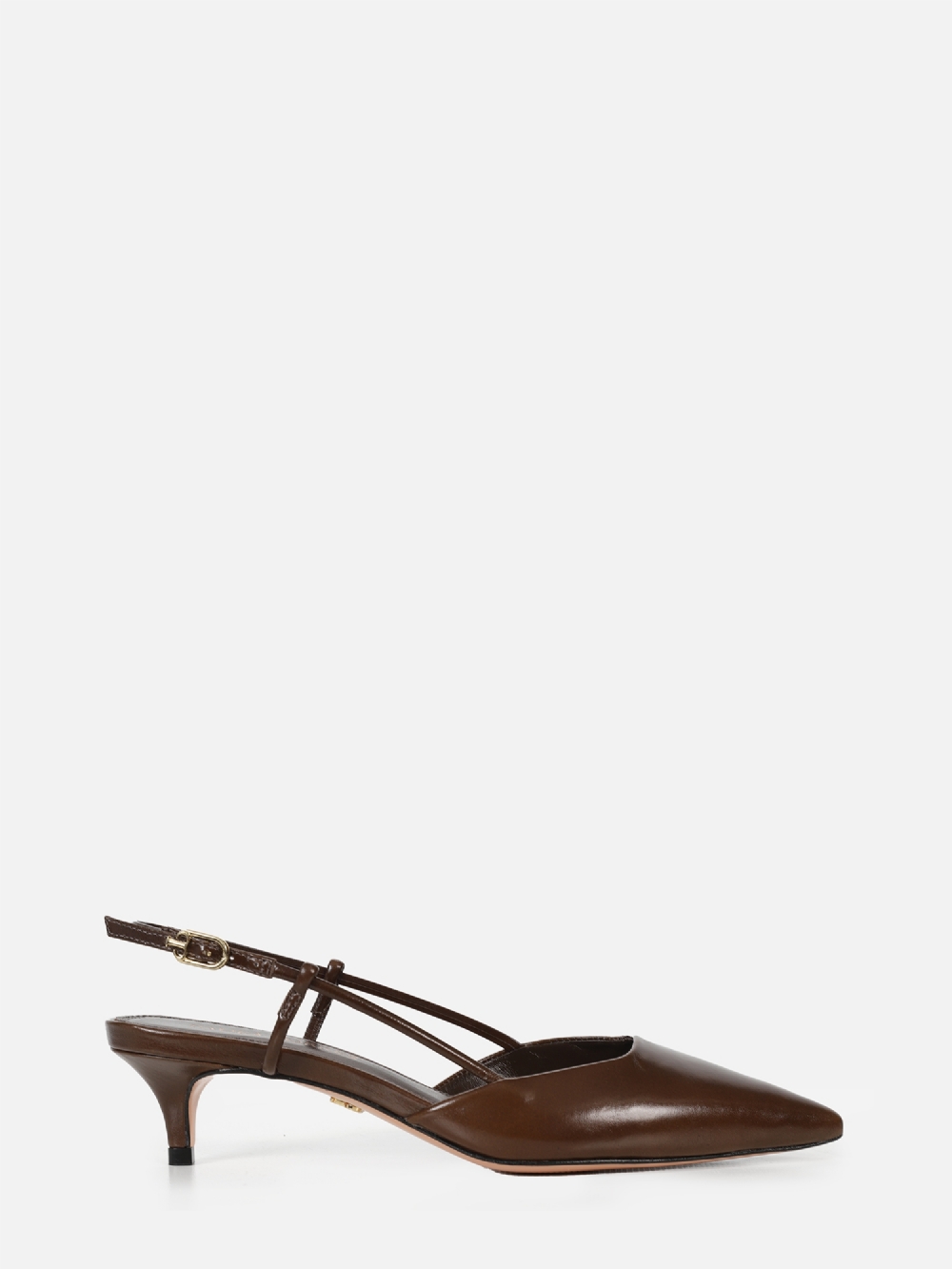 SCARPIN EM COURO CASSIE CAFÉ SALTO BAIXO