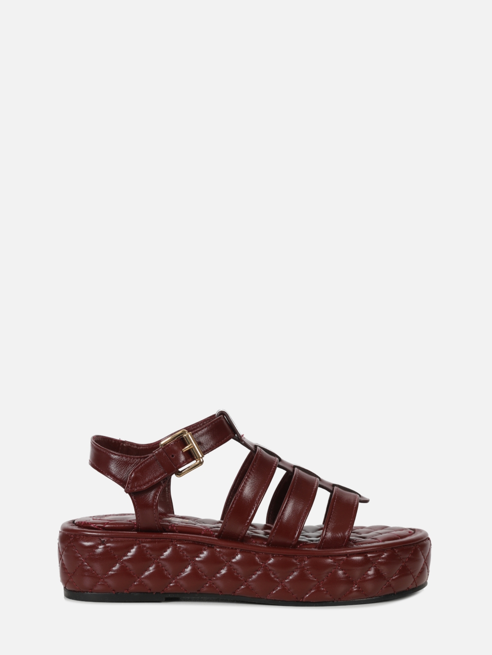 FLATFORM EM COURO ELISE BURGUNDY COM MATELASSÊ