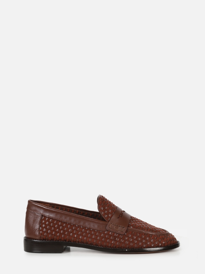 MOCASSIM EM COURO E CAMURÇA ALICIA CHOCOLATE TRESSE