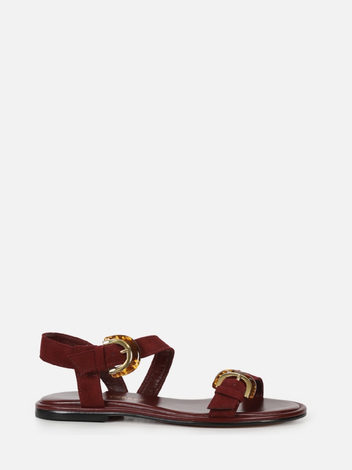 RASTEIRA EM CAMURÇA CASSIE BURGUNDY FIVELA TARTARUGA