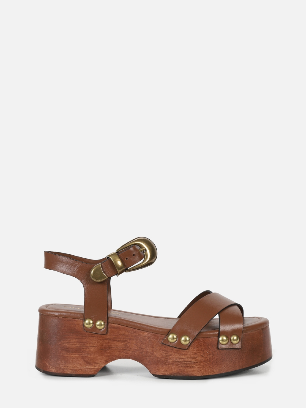 FLATFORM EM COURO LEONA TOBACOM COM PLATAFORMA DE MADEIRA