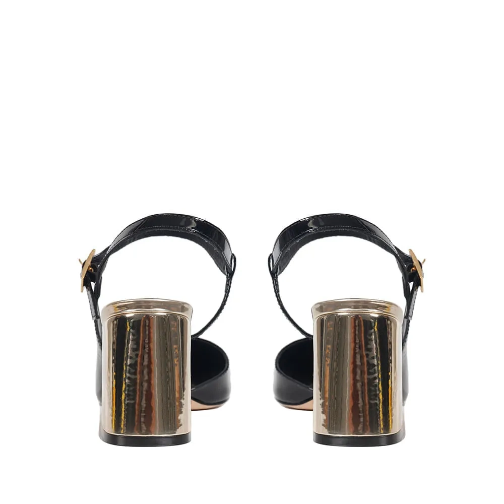 SCARPIN BONECA ITÁLIA PRETO COM DOURADO