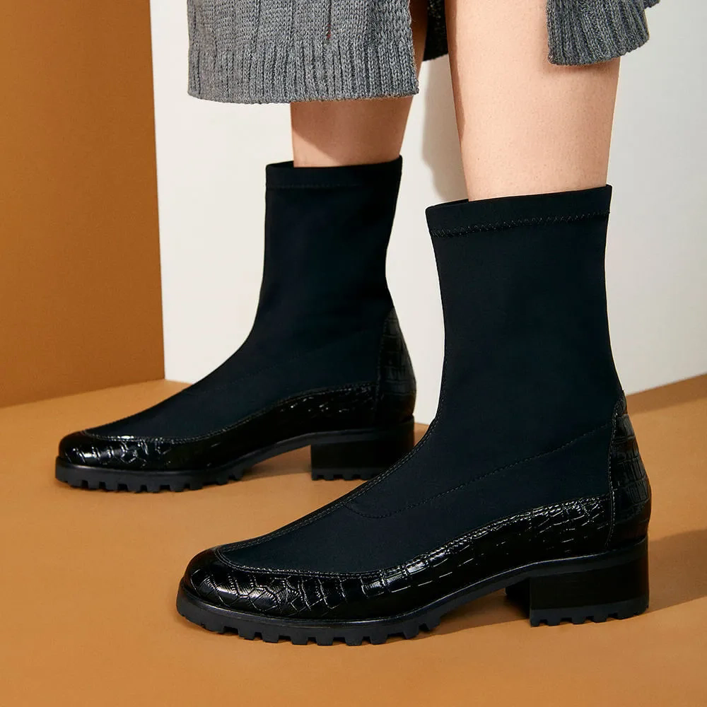 BOTA VENEZA CROCO PRETO