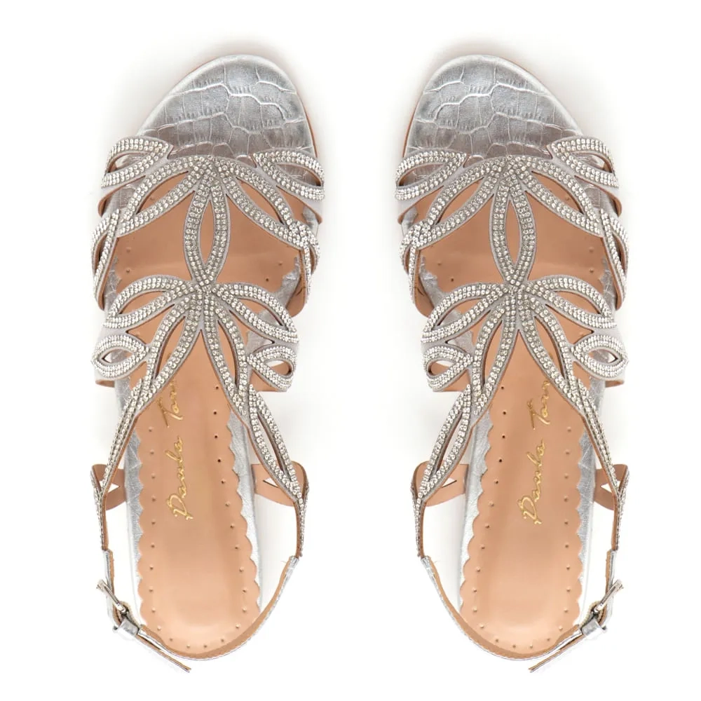 RASTEIRA FLOWER CROCO PRATA