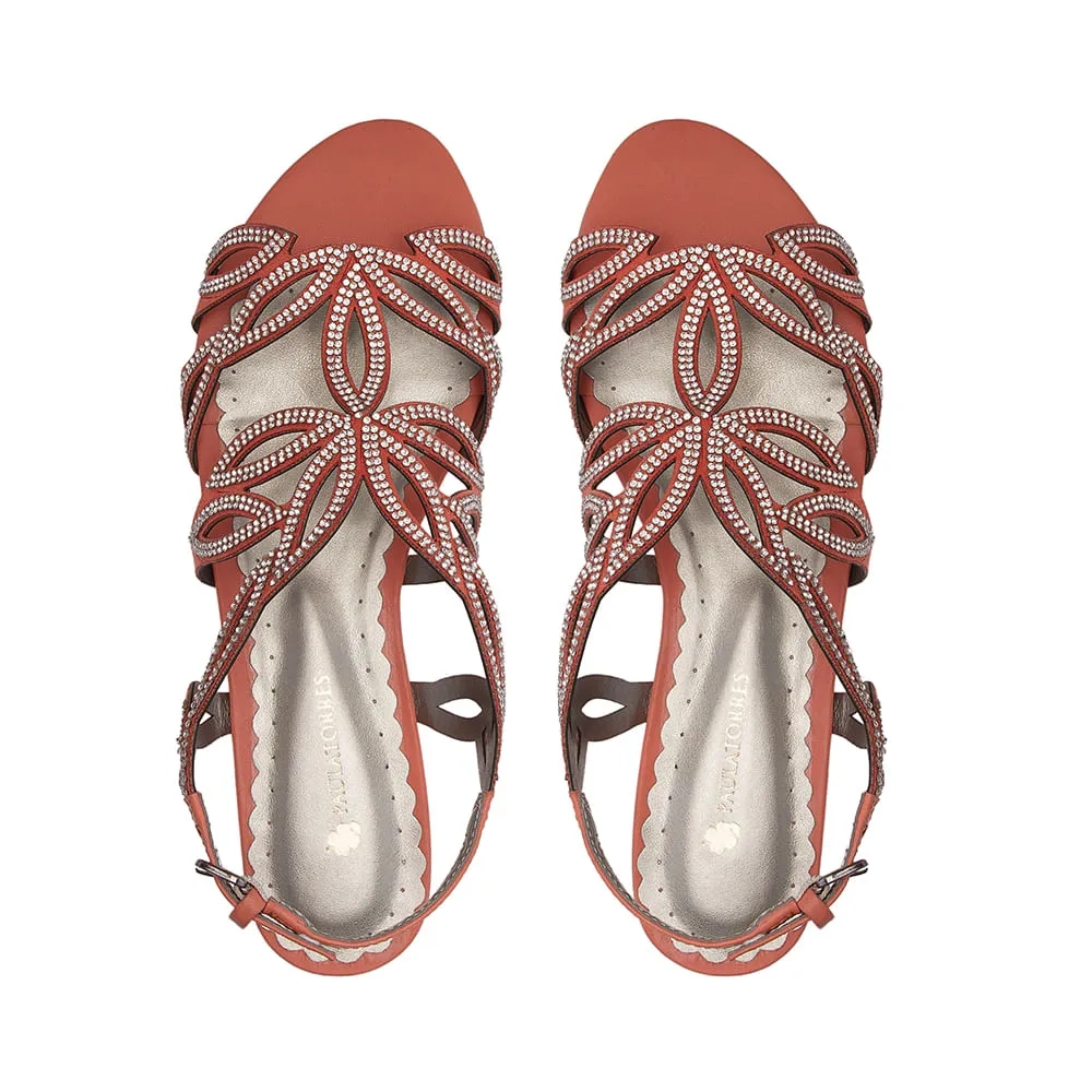 RASTEIRA FLOWER COURO LARANJA