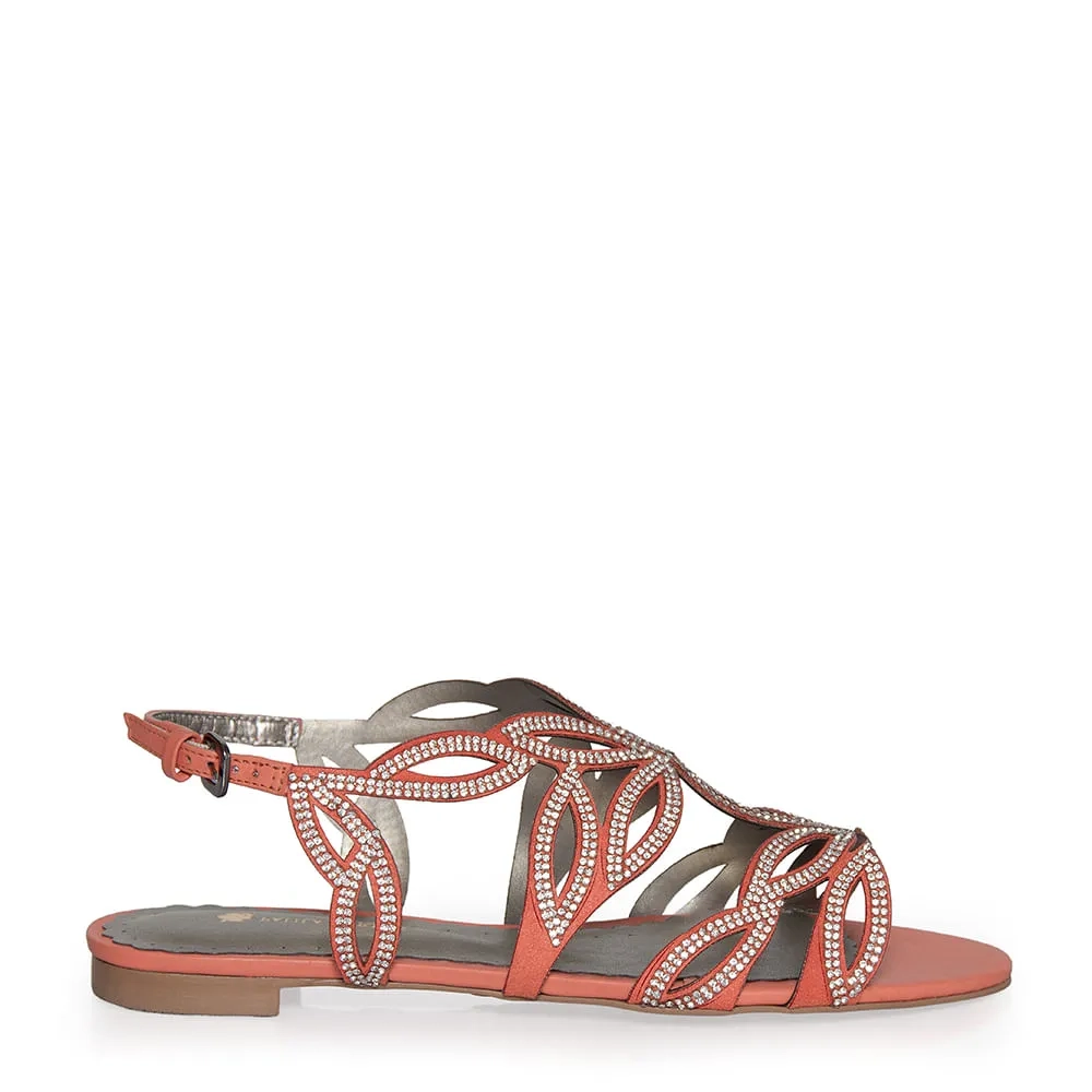 RASTEIRA FLOWER COURO LARANJA