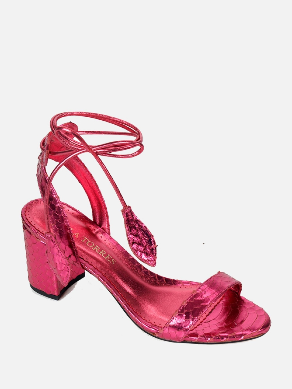 SANDÁLIA PAULA BLOCO ROSA METALIZADO