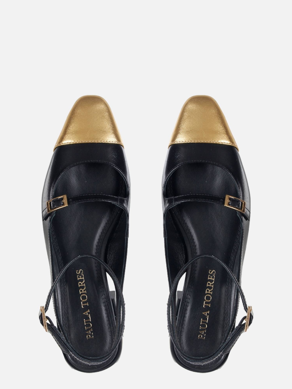 SCARPIN MANU PRETO E DOURADO
