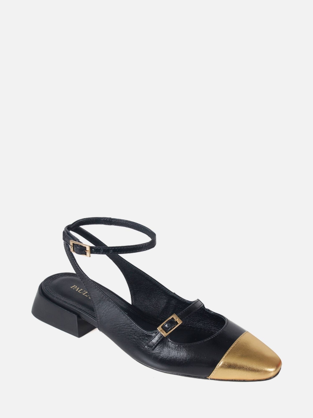 SCARPIN MANU PRETO E DOURADO
