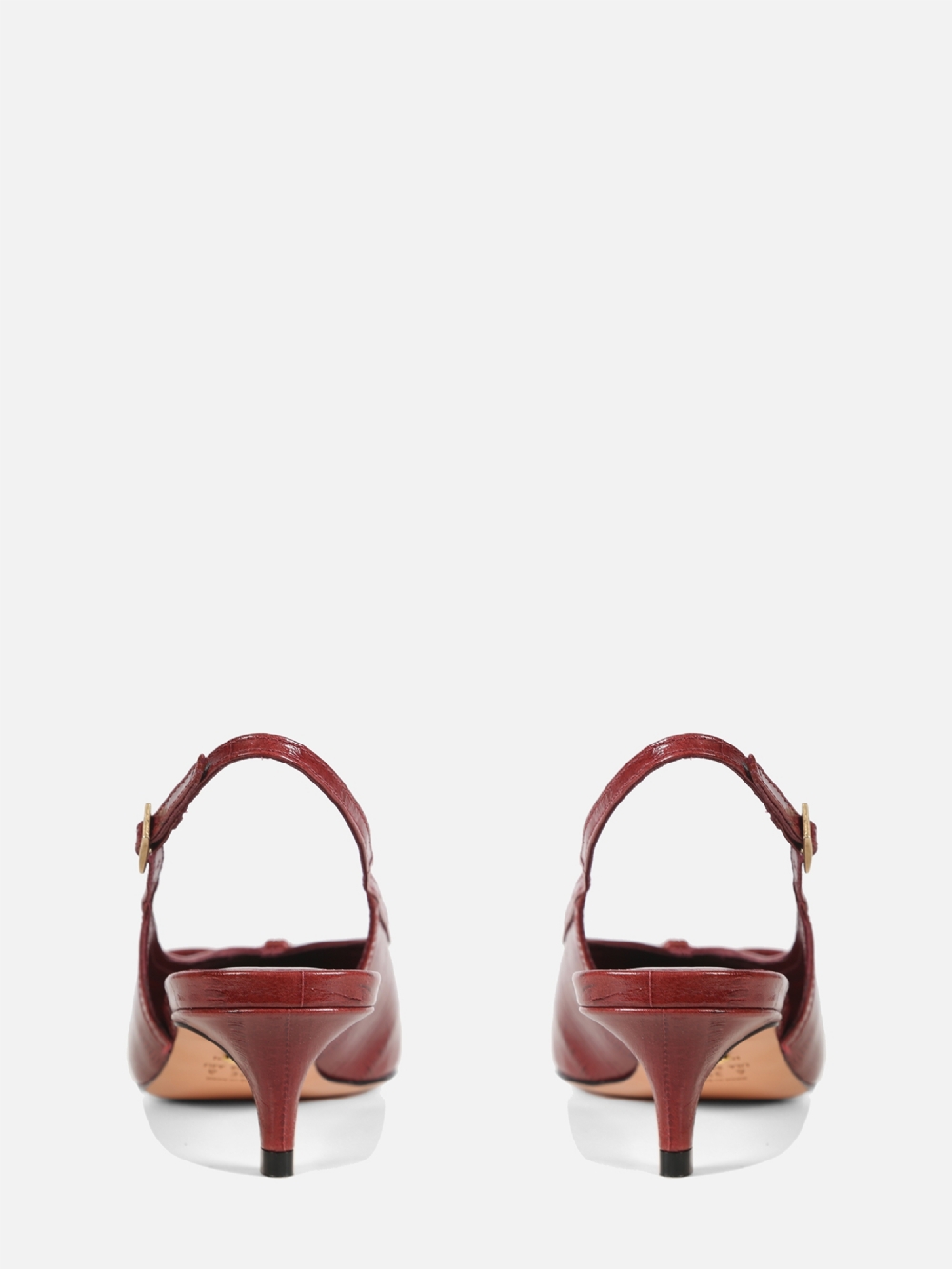 SCARPIN EM COURO VALENTINA BURGUNDY SLINGBACK SALTO BAIXO