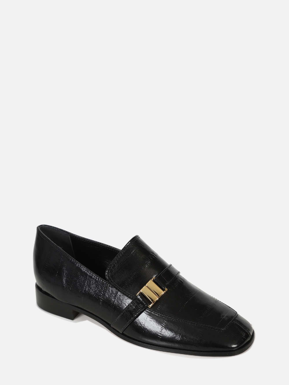 MOCASSIM EM COURO CHIARA PRETO BICO QUADRADO