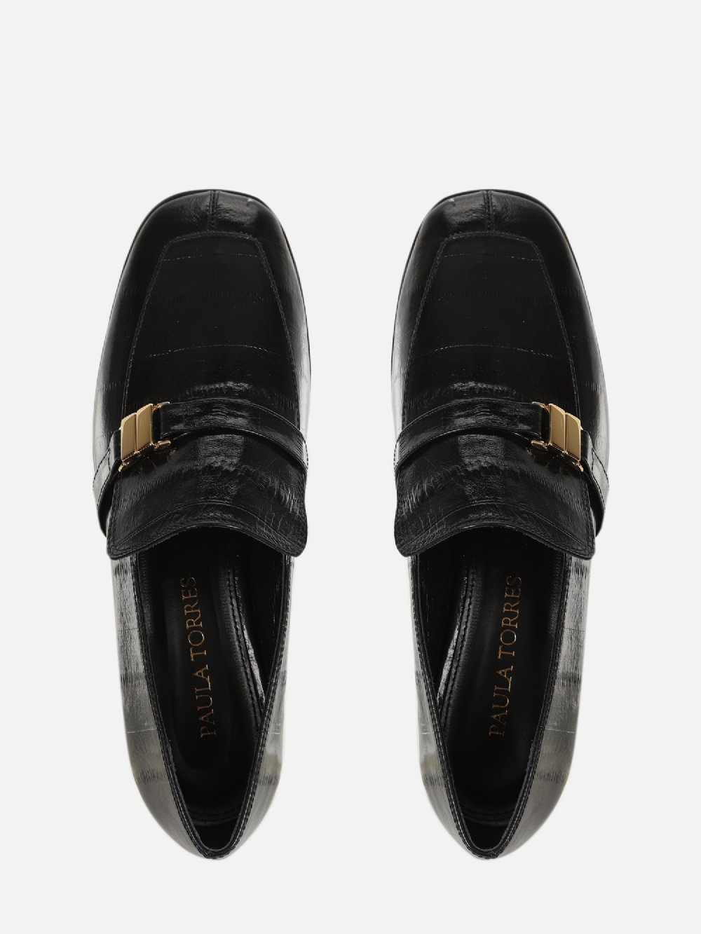 MOCASSIM EM COURO CHIARA PRETO BICO QUADRADO