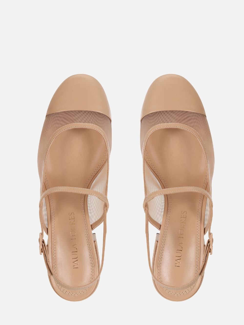 SCARPIN EM TELA AMELIE NUDE SALTO BLOCO MARY JANE