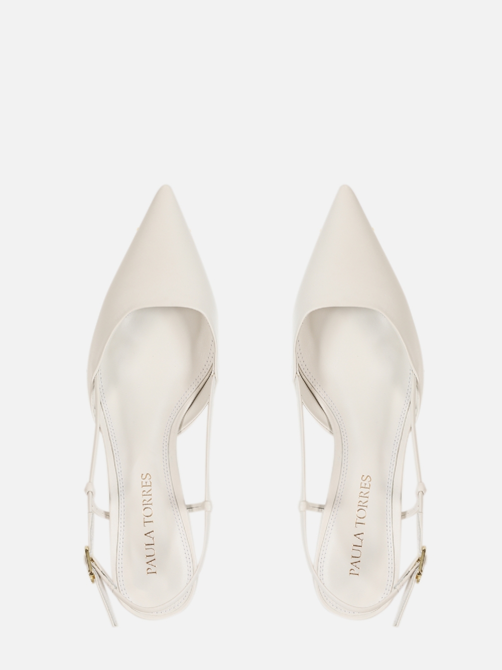 SCARPIN EM COURO CASSIE OFF WHITE SALTO BAIXO