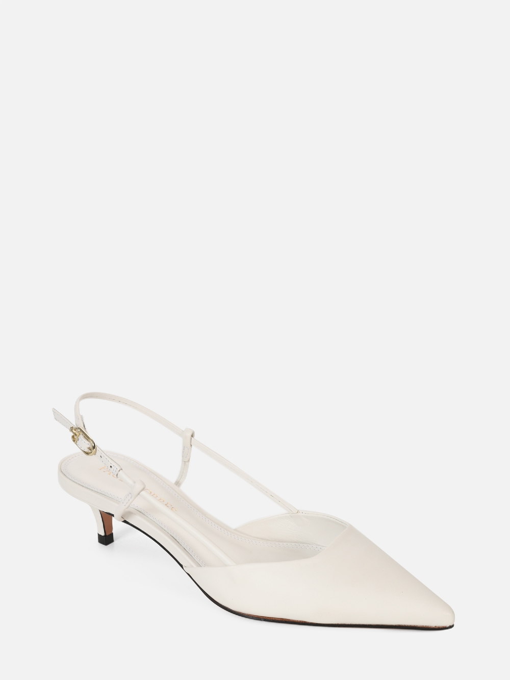 SCARPIN EM COURO CASSIE OFF WHITE SALTO BAIXO