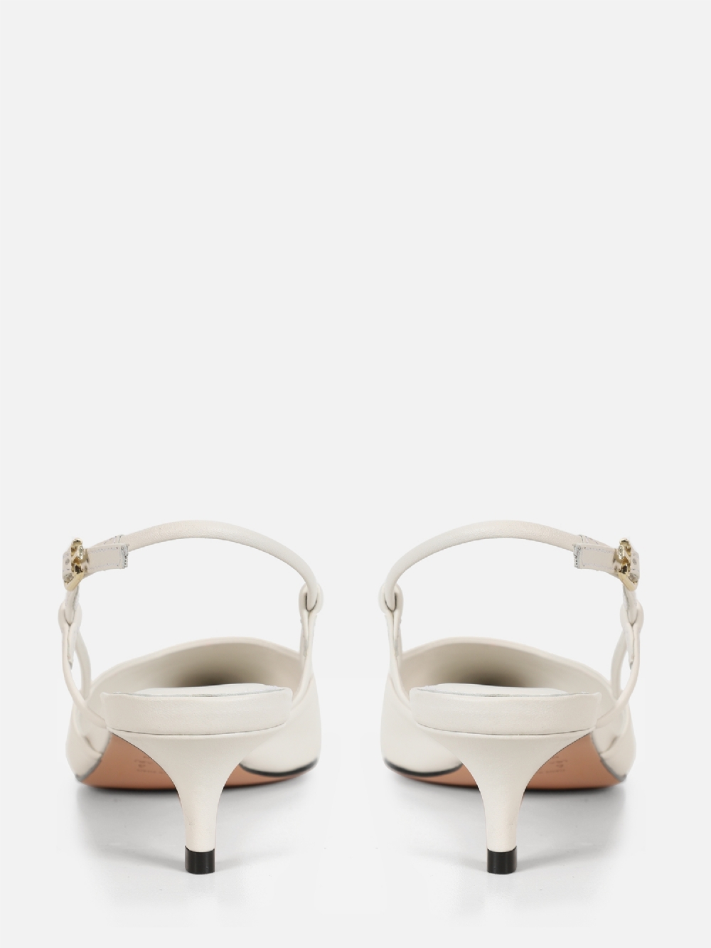 SCARPIN EM COURO CASSIE OFF WHITE SALTO BAIXO
