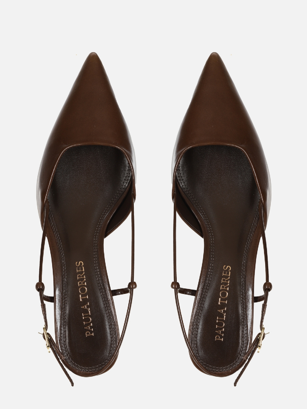 SCARPIN EM COURO CASSIE CAFÉ SALTO BAIXO