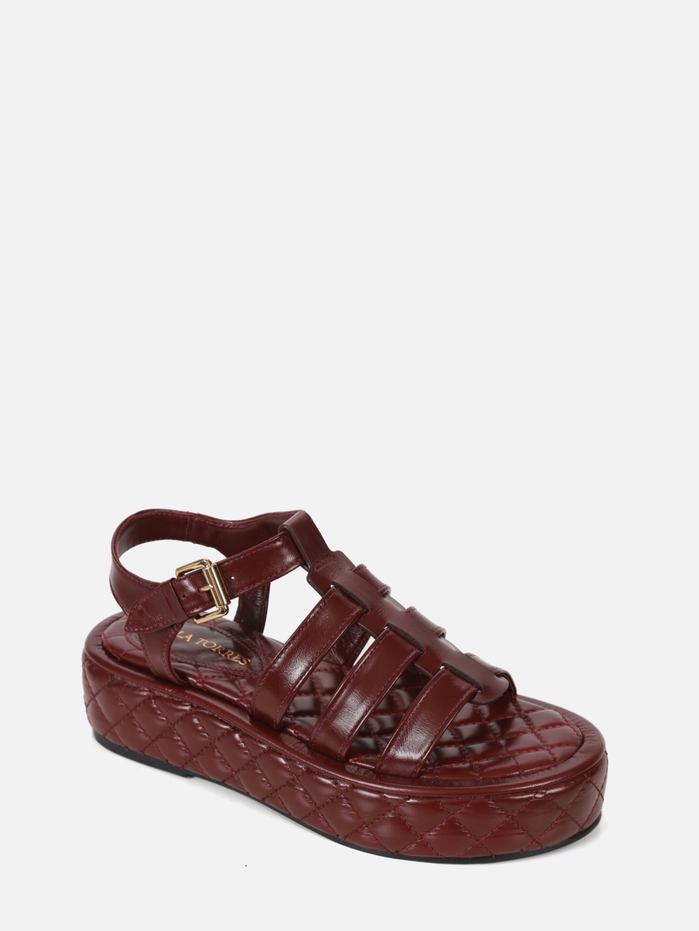 FLATFORM EM COURO ELISE BURGUNDY COM MATELASSÊ