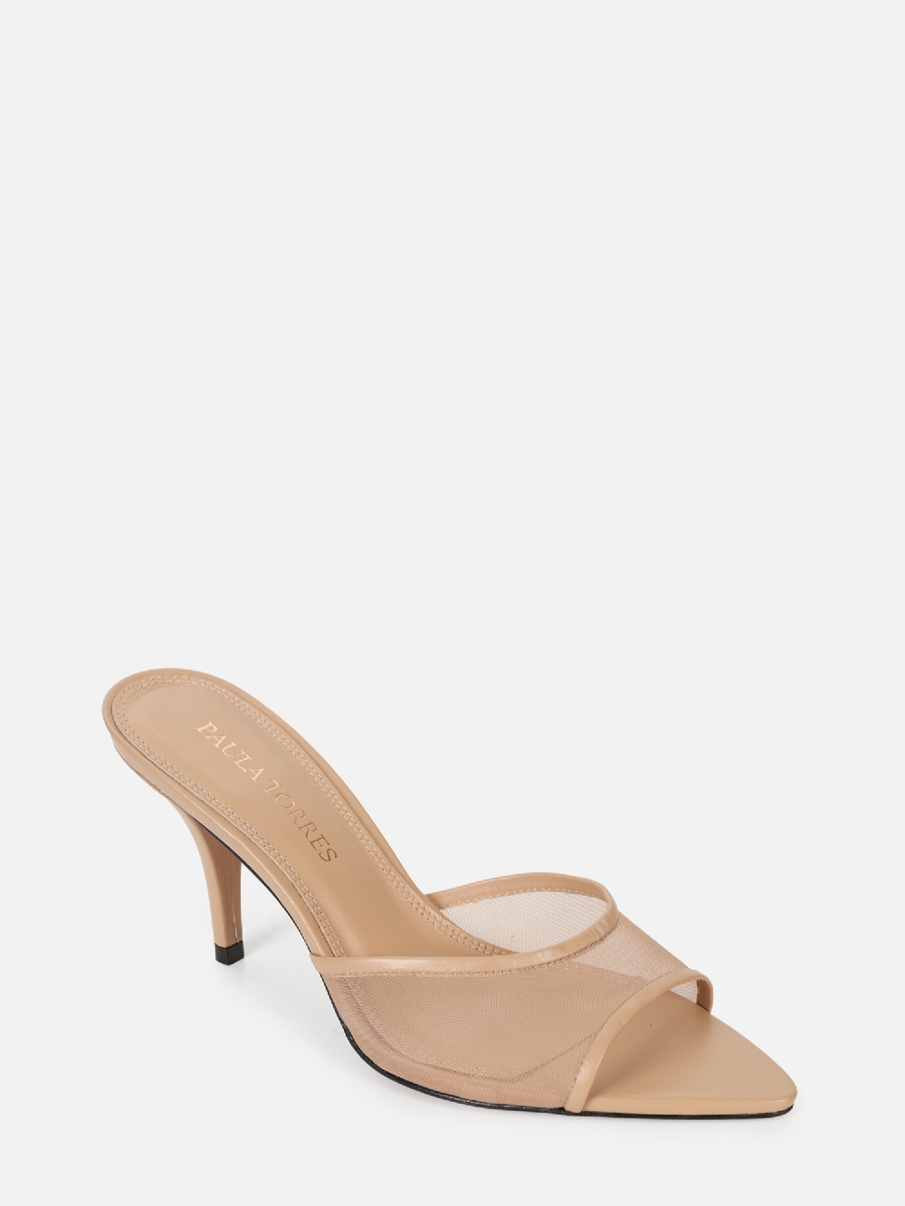 MULE EM COURO JOLIE NUDE BICO FOLHA SALTO FINO