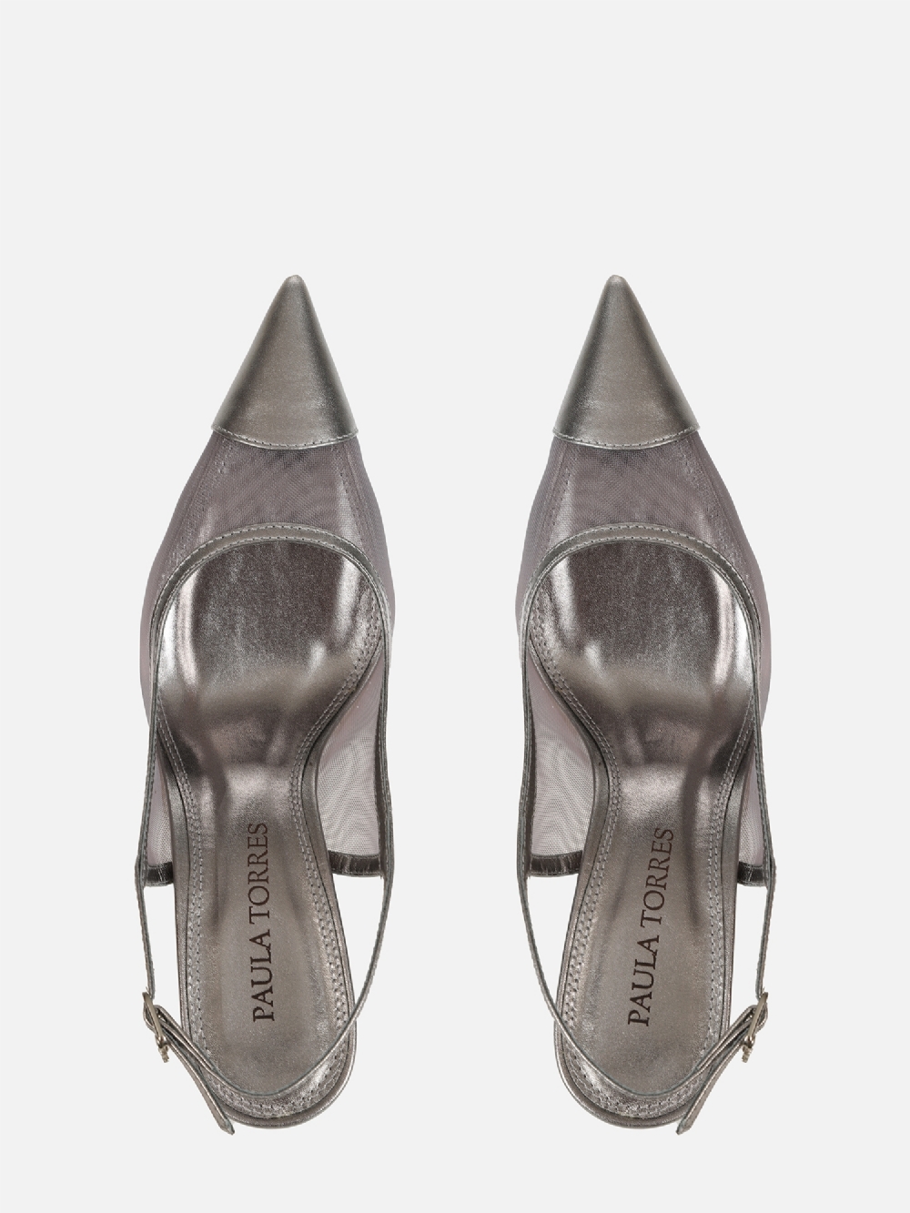 SCARPIN EM TELA JOLIE PRATA SALTO MÉDIO FINO