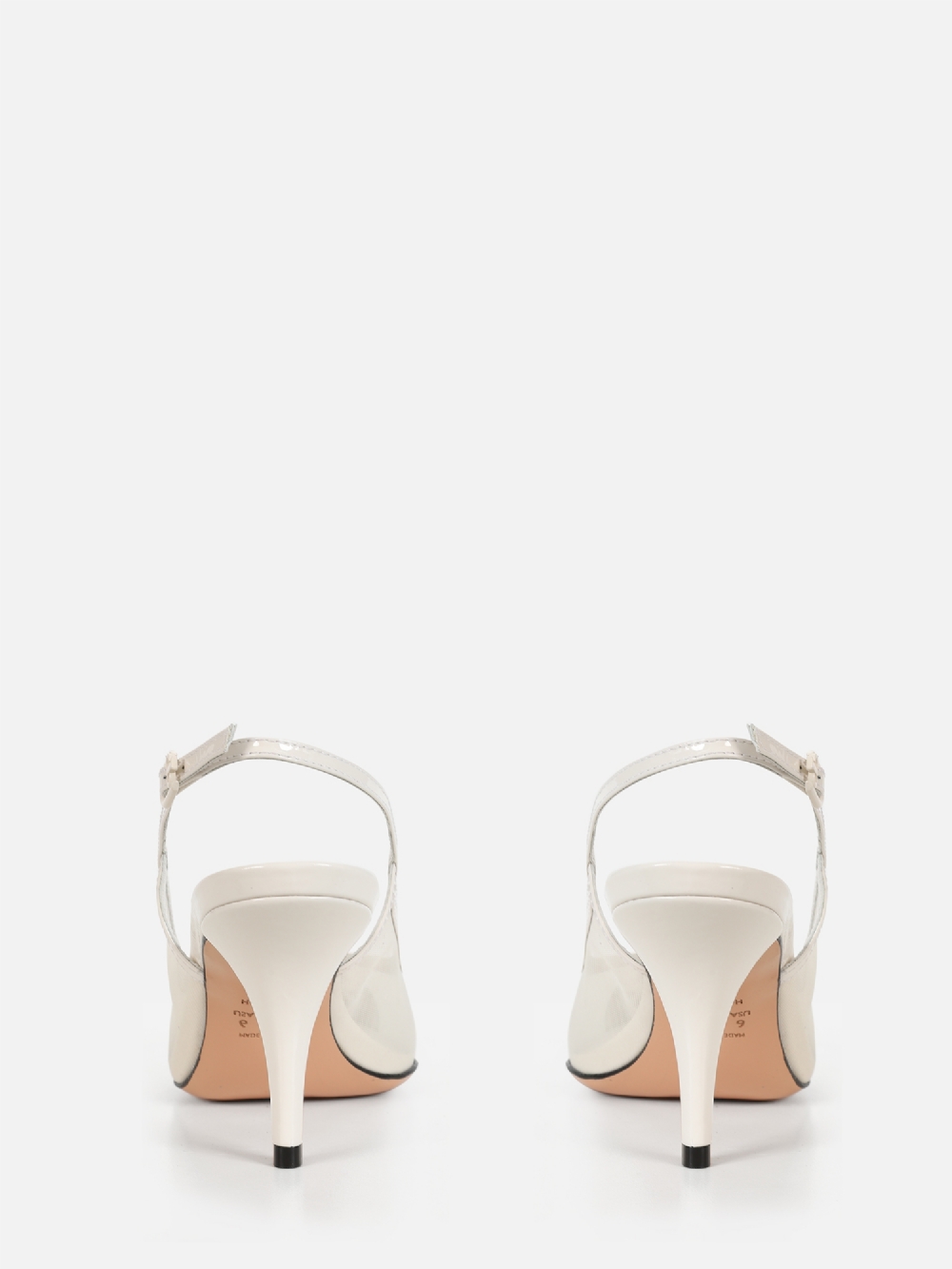 SCARPIN EM TELA JOLIE OFF WHITE SALTO MÉDIO FINO