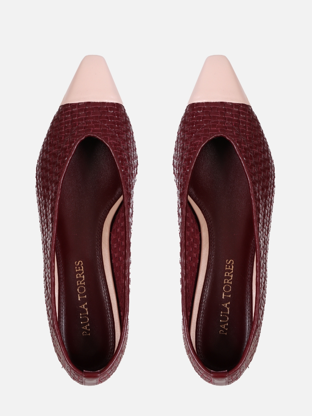 SAPATILHA EM COURO ALICIA BURGUNDY TRESSE BIQUERA