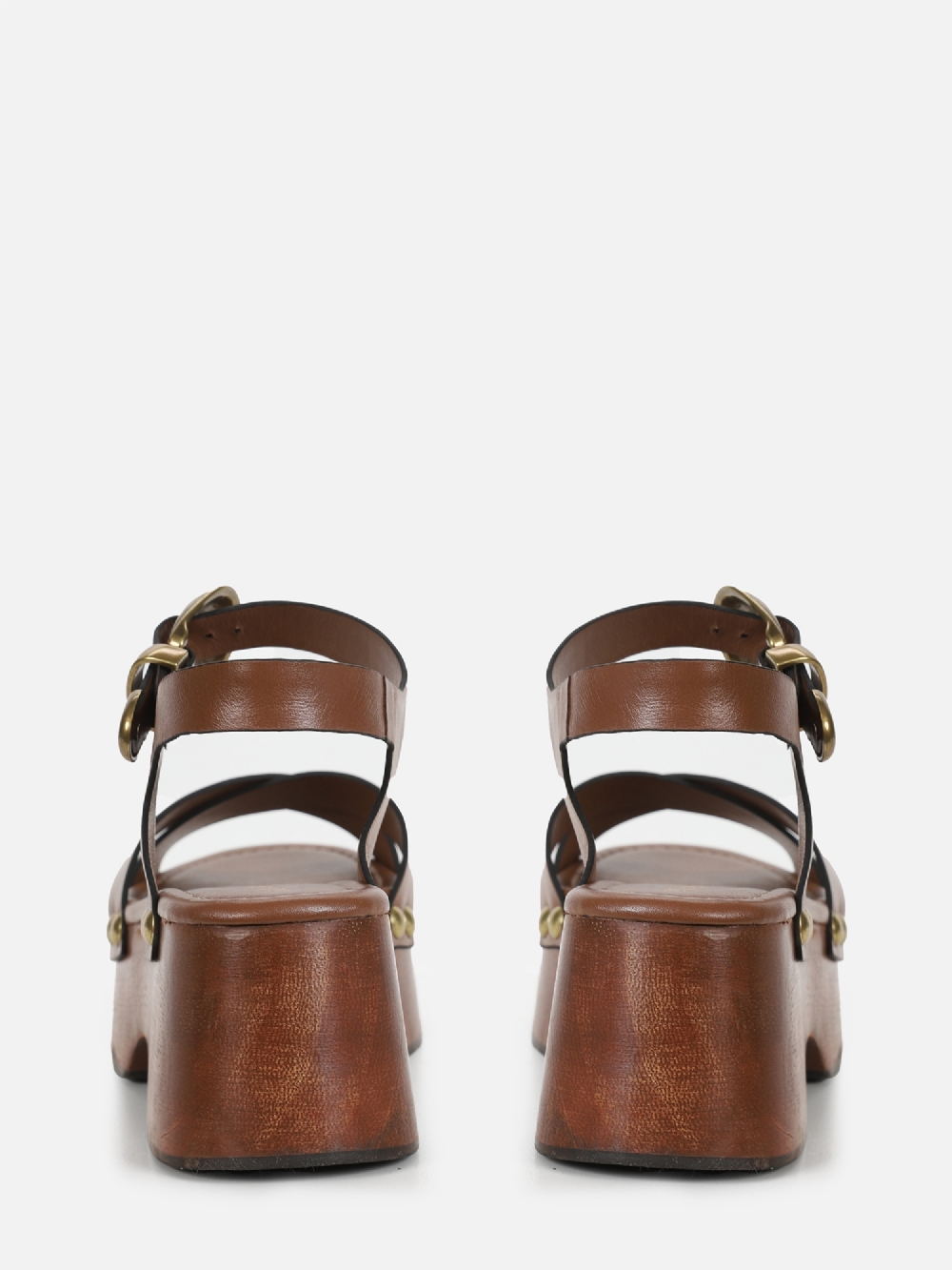 FLATFORM EM COURO LEONA TOBACOM COM PLATAFORMA DE MADEIRA