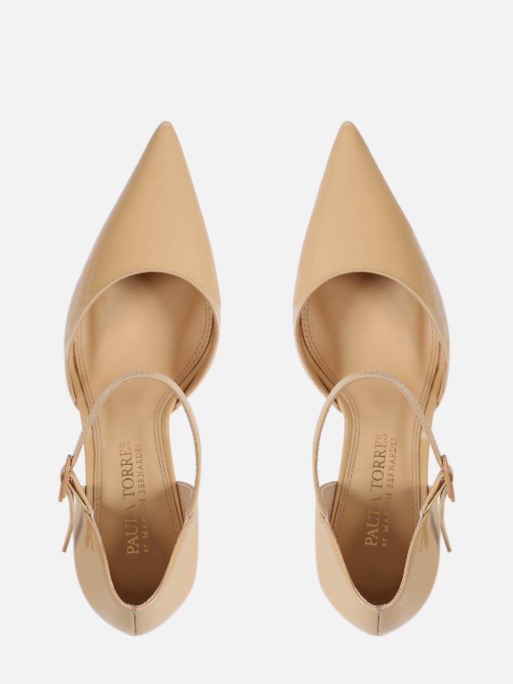 SCARPIN DE COURO VERNIZ NINI NATURAL SALTO ALTO